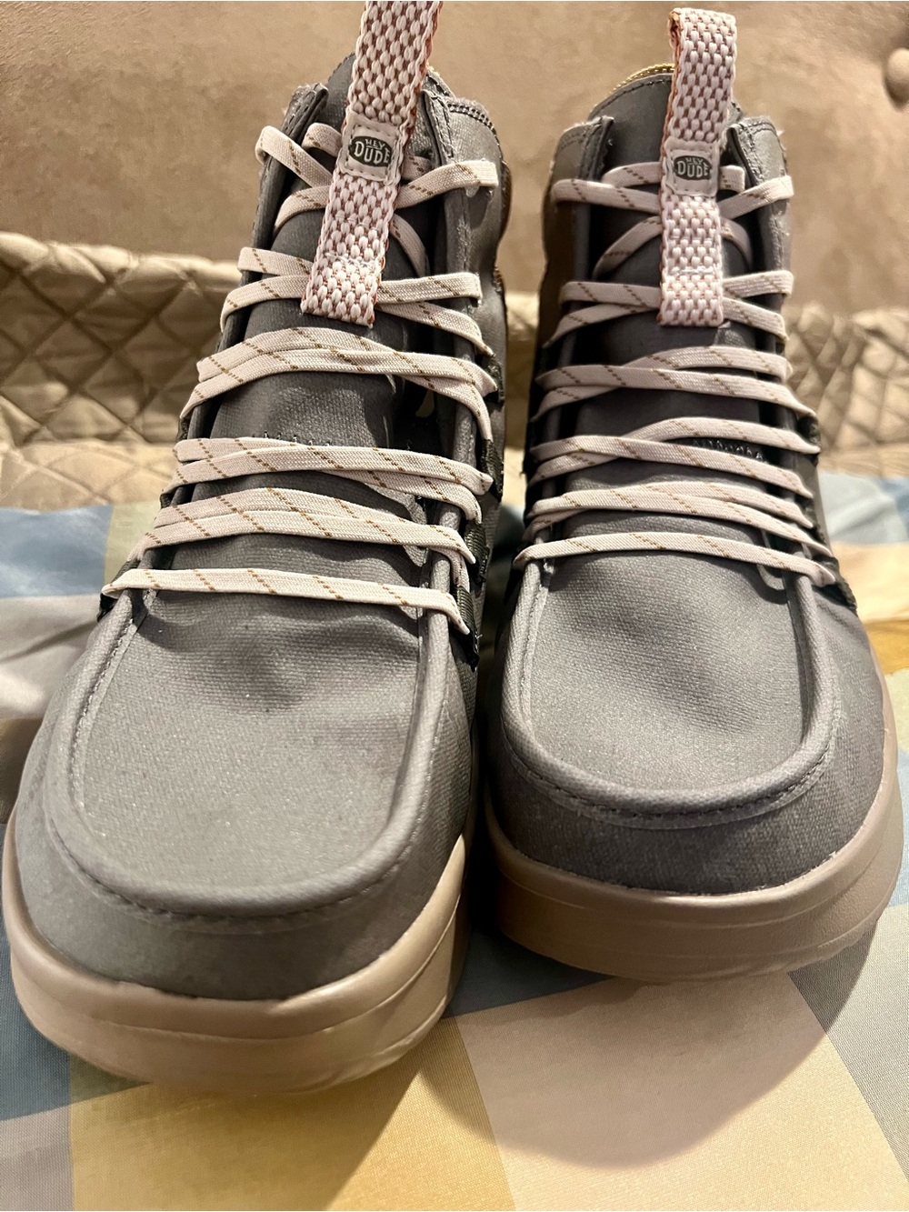 Hey Dude women’s Gray, gold and khaki High-Top Boots - Picture 3 of 11